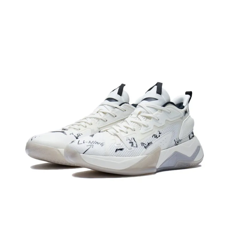 LiNing Fighting Falcon 2021 Low Cushioning Anti-Slip And Wear-Resistant Low-Top Performance Basketball Shoes White Gray-2