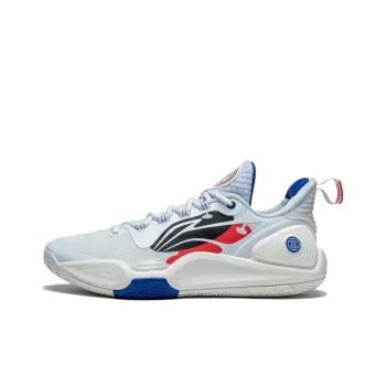 LINING Speed 9 Basketball Shoes Men Low Top White Red
