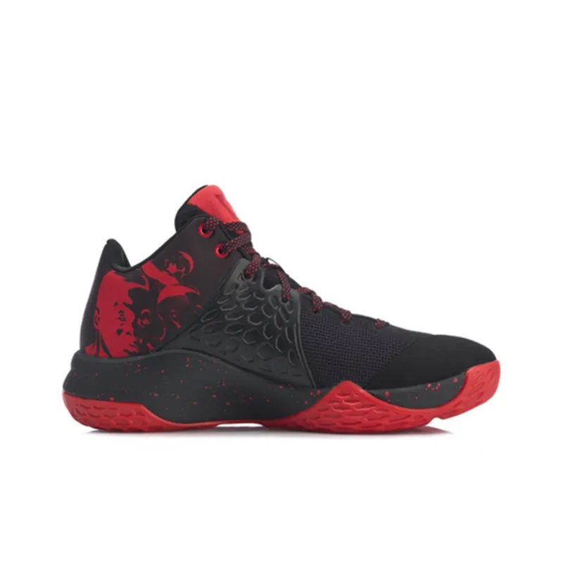LiNing SONIC 7 TD Durable Breathable Mid Top Basketball Shoes Men's Black Red-1