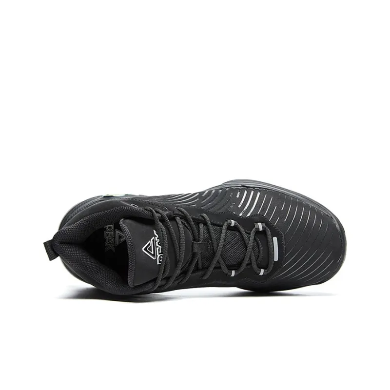 PEAK Parker Collection Wear Resistant Mid Top Basketball Shoes Men's Black-3