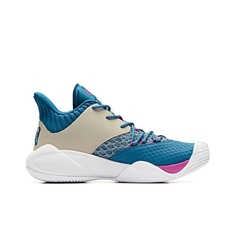 Anta Cushioning Anti-Slip And Wear-Resistant Mid-Top Basketball Shoes Men's Blue Gray-1