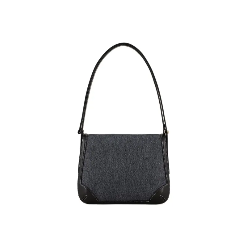 AMANI Fabric With Leather Handbag Shoulder Bag Women's Blue-2
