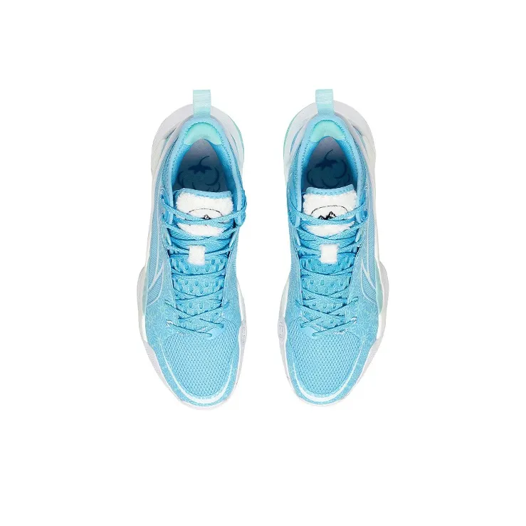 LiNing SONIC 10 Cushioning Anti Slip And Wear Resistant Coverage Support Mid Top Basketball Shoes Men's Blue White-3
