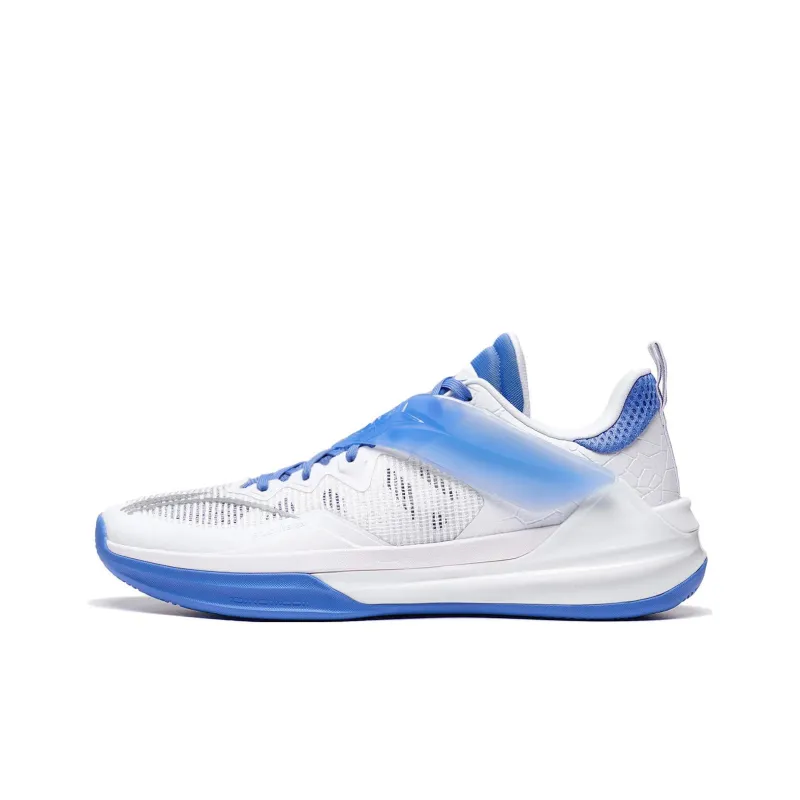 LiNing Liren3 TEAM Cushioning Anti Slip And Wear Resistant Low Top Basketball Shoes Men's White Blue-0