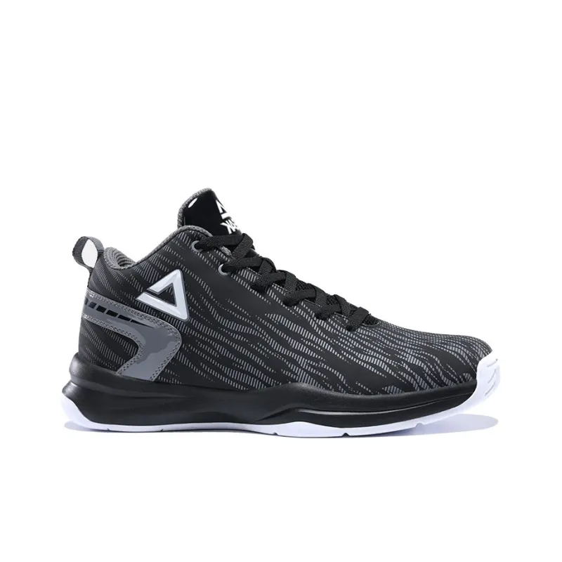 PEAK Game-Ready Collection Cushioning Anti-Slip And Wear-Resistant Mid-Top Basketball Shoes Black Gray-1
