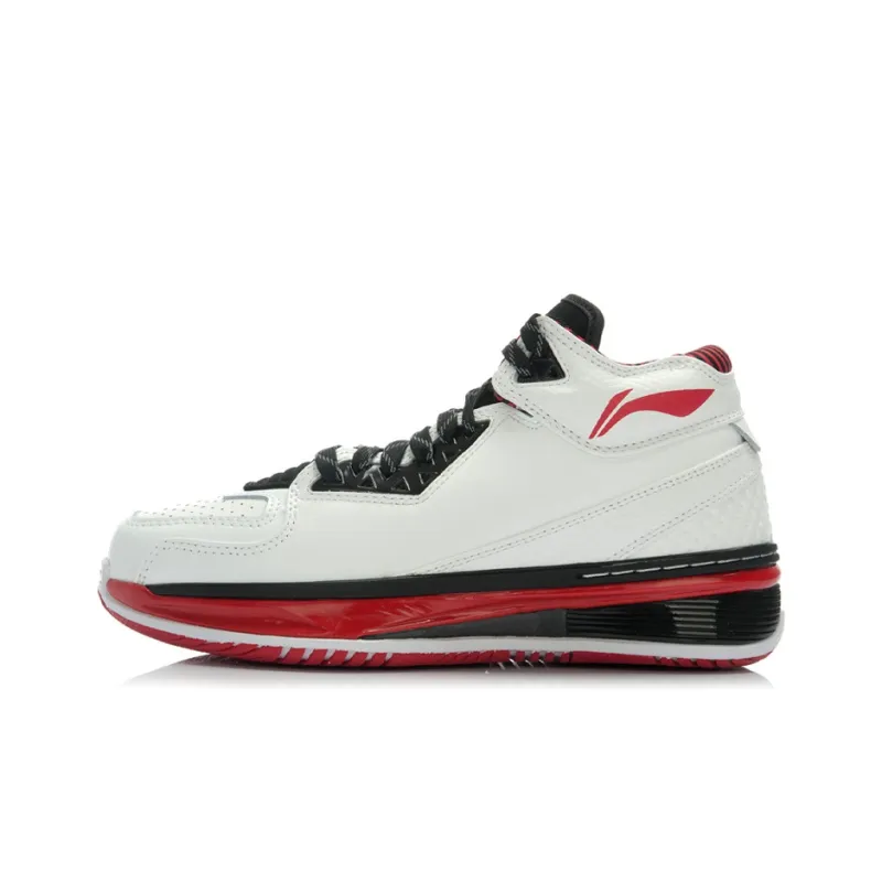 LiNing WOW 2 Upper City Mid-Top Basketball Shoes Men's White Black Red-0
