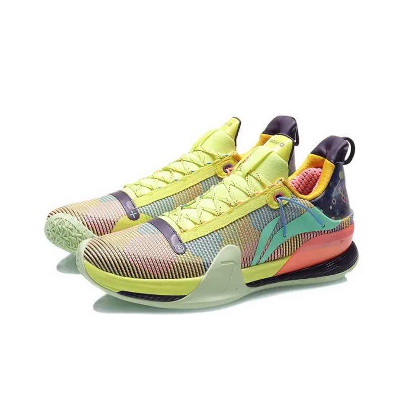 LiNing Blitz 7 Premium Premium Cushioning Anti-Slip And Wear-Resistant Support Low-Top Basketball Shoes Yellow Purple-2
