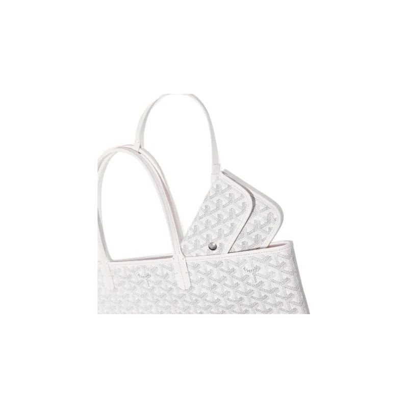 GOYARD Saint Louis PM Canvas With Leather Handbag Shoulder Bag Unisex White/Pale Greenish-White Jade Color-3