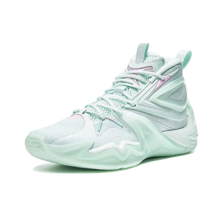 XTEP Battle 1.0 Cushioning Anti Slip And Wear Resistant High Top Performance Basketball Shoes Men's Green Pink-1