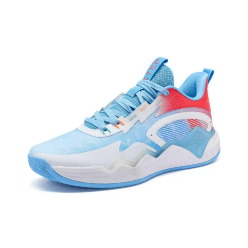 XTEP JLIN TEAM V2 Lin Cushioning Anti Slip And Wear Resistant Low Top Performance Basketball Shoes Men's White Blue Red-1