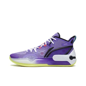 LiNing YuShuai 16 Cushioning Anti Slip And Wear Resistant Mid Top Basketball Shoes Purple Yellow