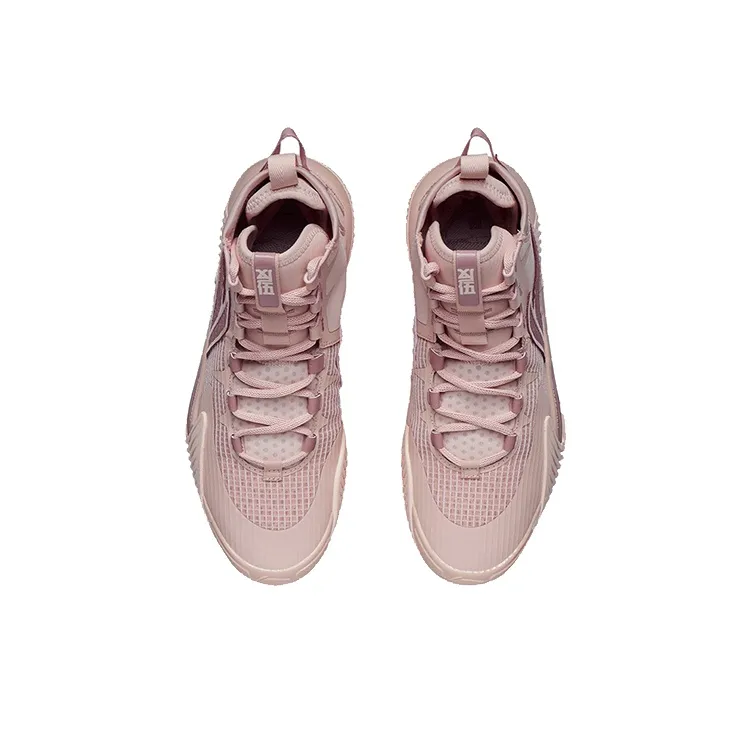 LiNing Badfive 2 Slip Resistant And Abrasion Resistant Coverage Support High Top Basketball Shoes Men's Smoke Rose Pink-3
