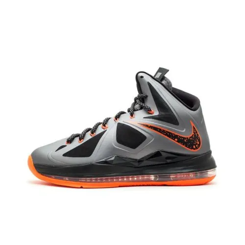 Nike Lebron 10 Basketball Shoes Men High-Top Charcoal/Orange/Black