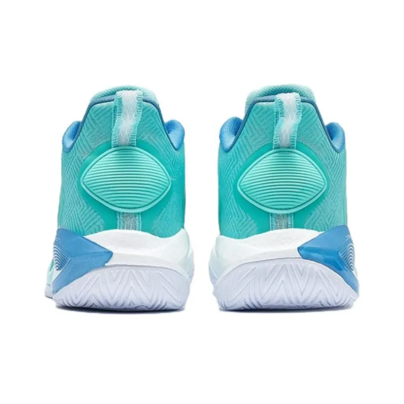 XTEP Light Attack Anti Slip Wear Resistant Breathable Coverage Support Mid Top Basketball Shoes Men's Green Blue-2