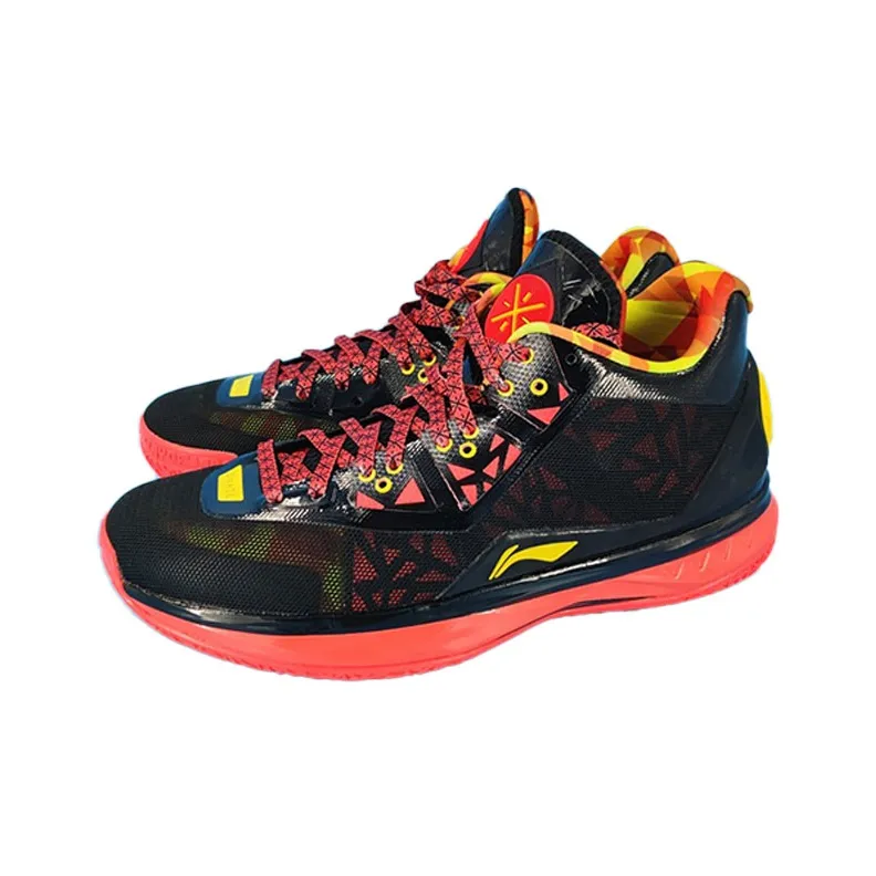 LiNing WAY OF WADE 4 Cushioning Anti Slip And Wear Resistant Mid Top Basketball Shoes Men's Black Orange-2