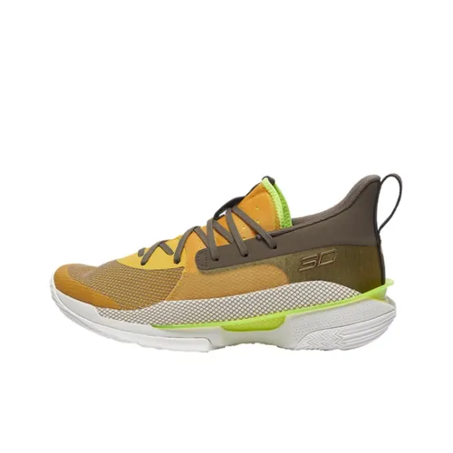 Under Armour Curry 7 Basketball Shoes Unisex Low-Top Brown/Yellow