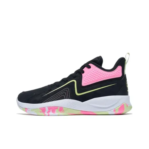 XTEP Anti Slip Wear Resistant Low Top Performance Basketball Shoes Men's Black Peach Pink