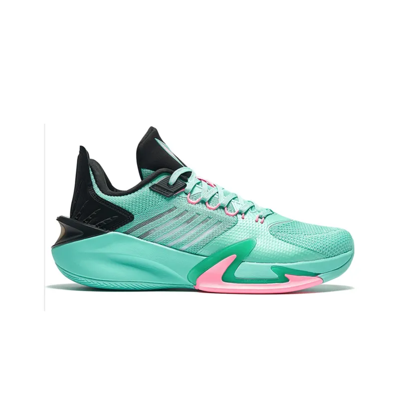 XTEP Light Feather 2nd Anti Slip Wear Resistant Low Top Basketball Shoes Men's Green Black-1