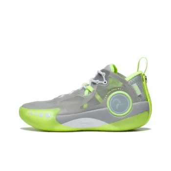LiNing Wade Shadow 3 Cushioning, Slip Resistant, And Abrasion Resistant Mid Top Basketball Shoes Men's Gray Green