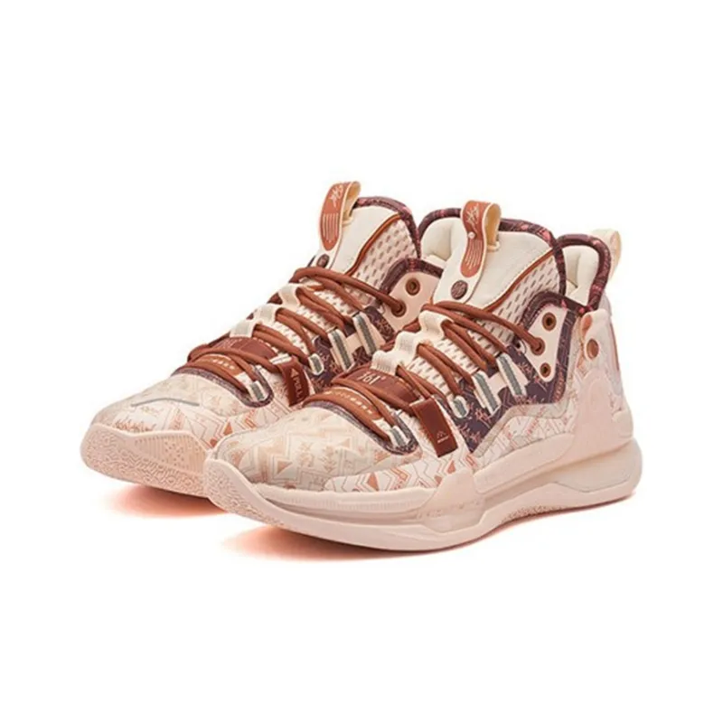 361° AG1 Pro Cushioning Anti-Slip And Wear-Resistant Mid-Top Basketball Shoes Shiny Bronzed-1