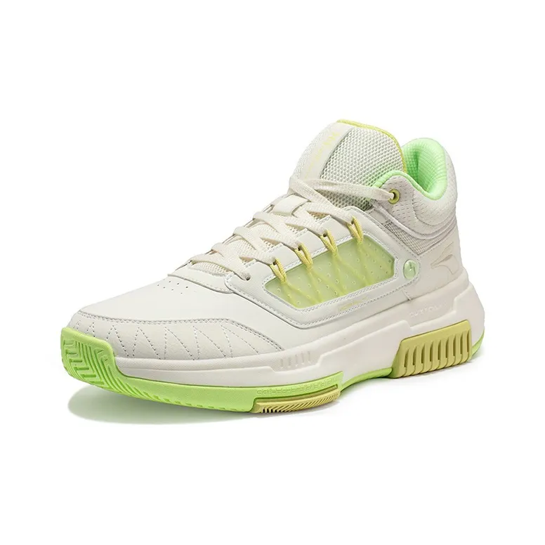 361° Tackle Q Rebound Technology Abrasion Resistant Breathable Low Top Basketball Shoes Men's White Cyan-1