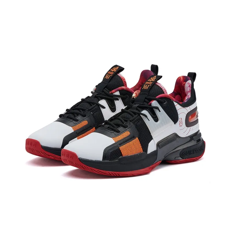 361° Restraint 2 Wear Resistant Slip Resistant Low Top Performance Basketball Shoes Men's Black White-3