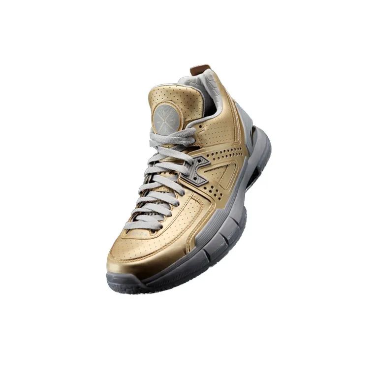 LINING WOW 5 Basketball Shoes Men Low Top Gold-2