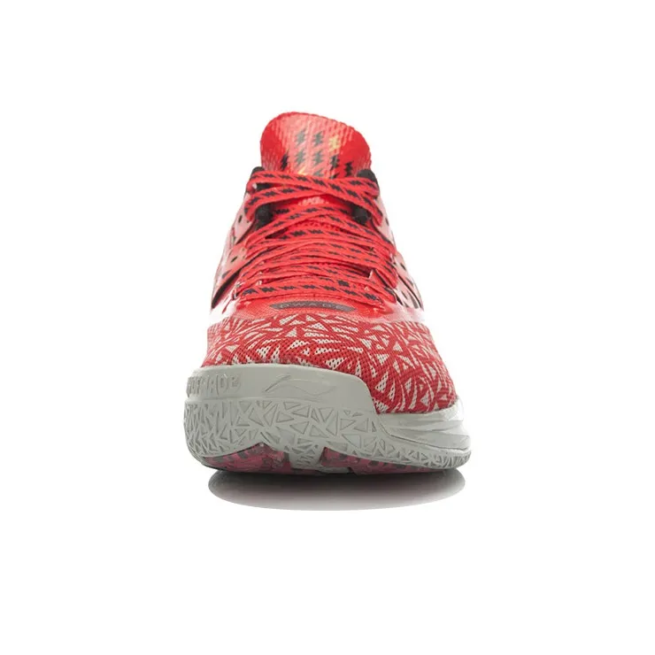 LINING WOW 4 Basketball Shoes Unisex Mid Top Red/Gray-3