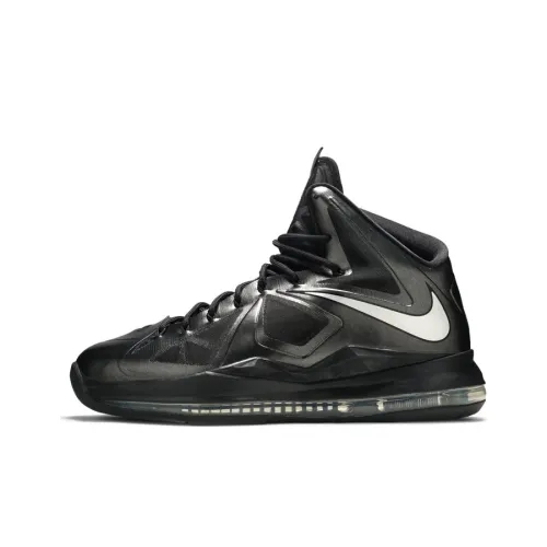 Nike Lebron 10 Basketball Shoes Men High-Top Black/Metallic Silver/Dark Gray