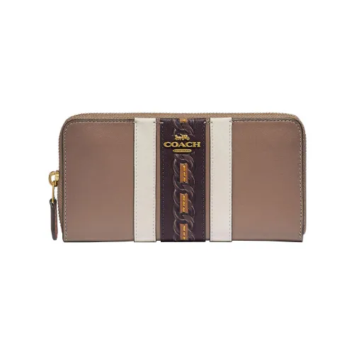 COACH Accordion Zip Glove Tanning Coin Pocket Wallets Small Size Women's Umber