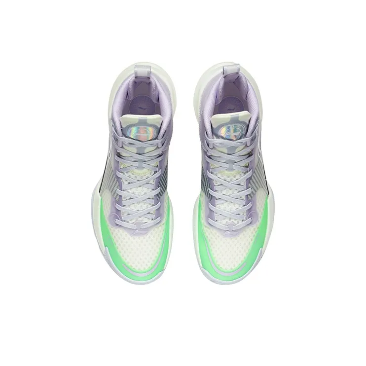 LiNing Cushioning, Slip Resistant, Abrasion Resistant, Breathable, Coverage, Support Mid Top Basketball Shoes Lilac-3