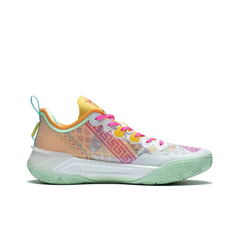 LINING Liren 3 V2 Basketball Shoes Men Low Top White/Orange/Green-1