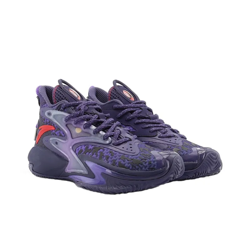 Anta Berserk 3 Naruto Cushioning, Slip Resistant, Abrasion Resistant Coverage Mid Top Basketball Shoes Men's Blue Red-2