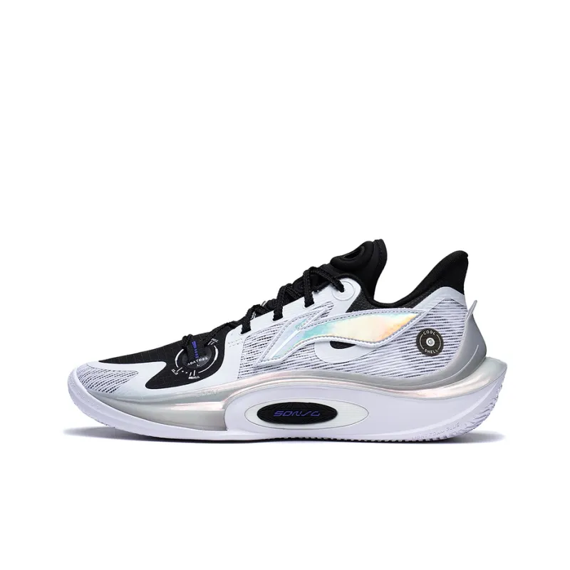 LiNing SONIC 11 Stars Abrasion Resistant Breathable Low Top Basketball Shoes Men's White Black Silver-0