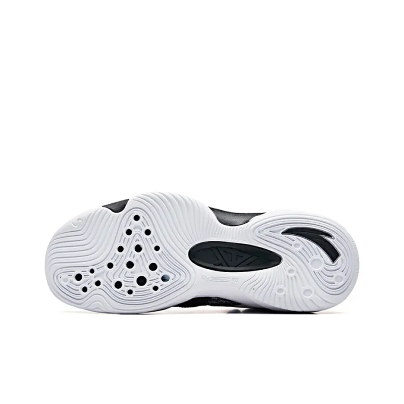 Anta Cushioning Anti-Slip And Wear-Resistant Mid-Top Performance Basketball Shoes Black White-4