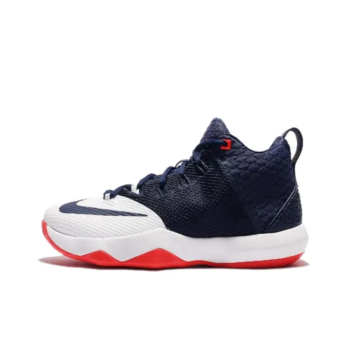 Nike Ambassador 9 Basketball Shoes Men Low-Top White/Dark Blue/Red