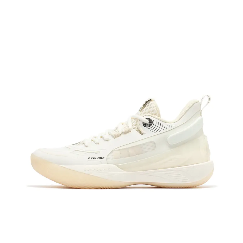 361° AG Anti Slip Wear Resistant Low Top Basketball Shoes Men's Feather White-0