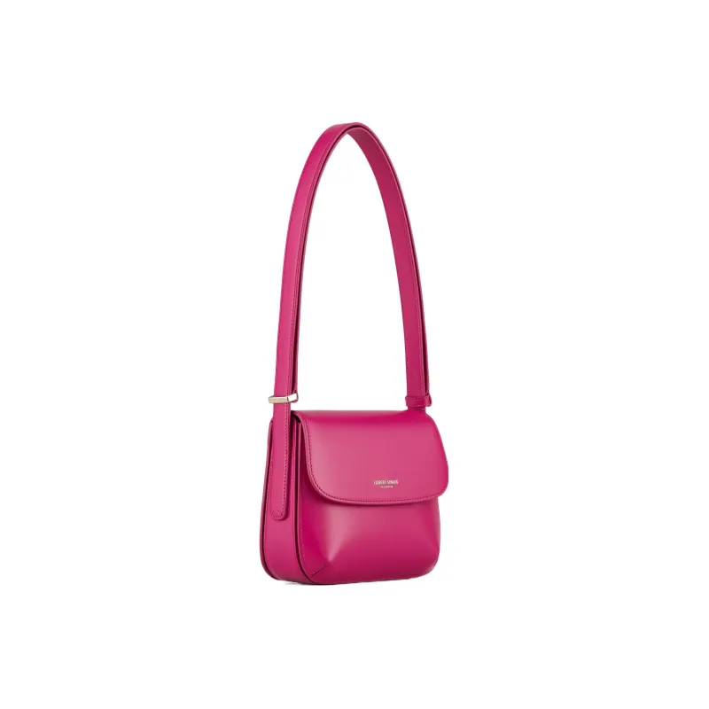 AMANI Pebbled Print Patent Leather Calfskin Handbag Shoulder Bag Women's Pink-1