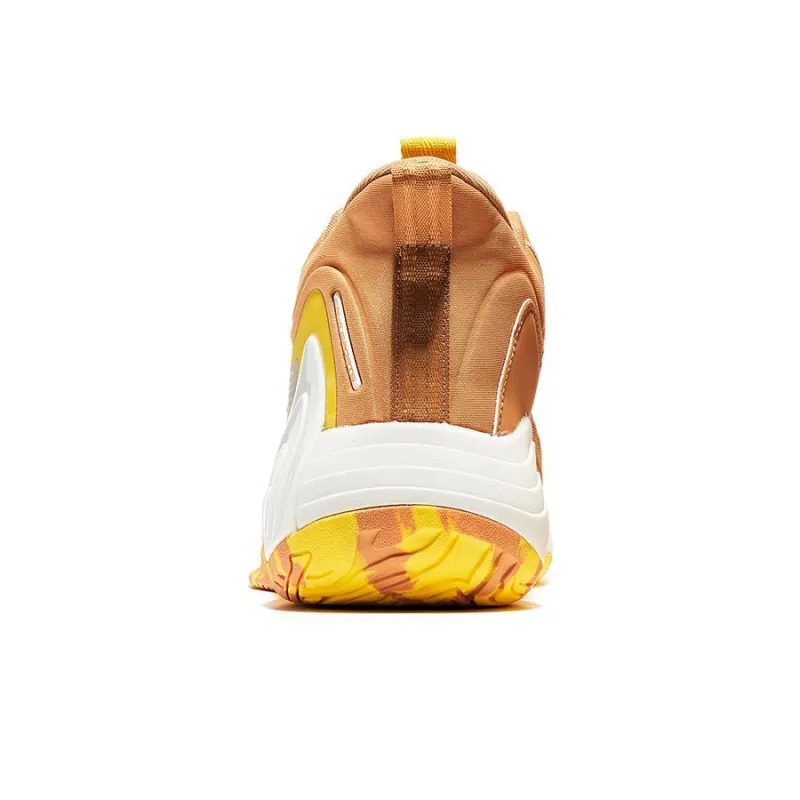 Erke Shock Absorbers With Slip Resistant And Abrasion Resistant Properties Mid Top Basketball Shoes Men's Brown Yellow-4