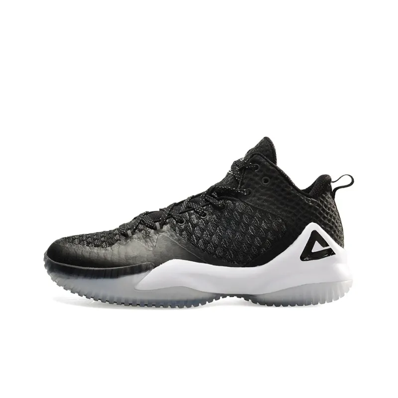 PEAK Shock Absorbers With Slip Resistant And Abrasion Resistant Properties Mid Top Basketball Shoes Men's Black Gray-0