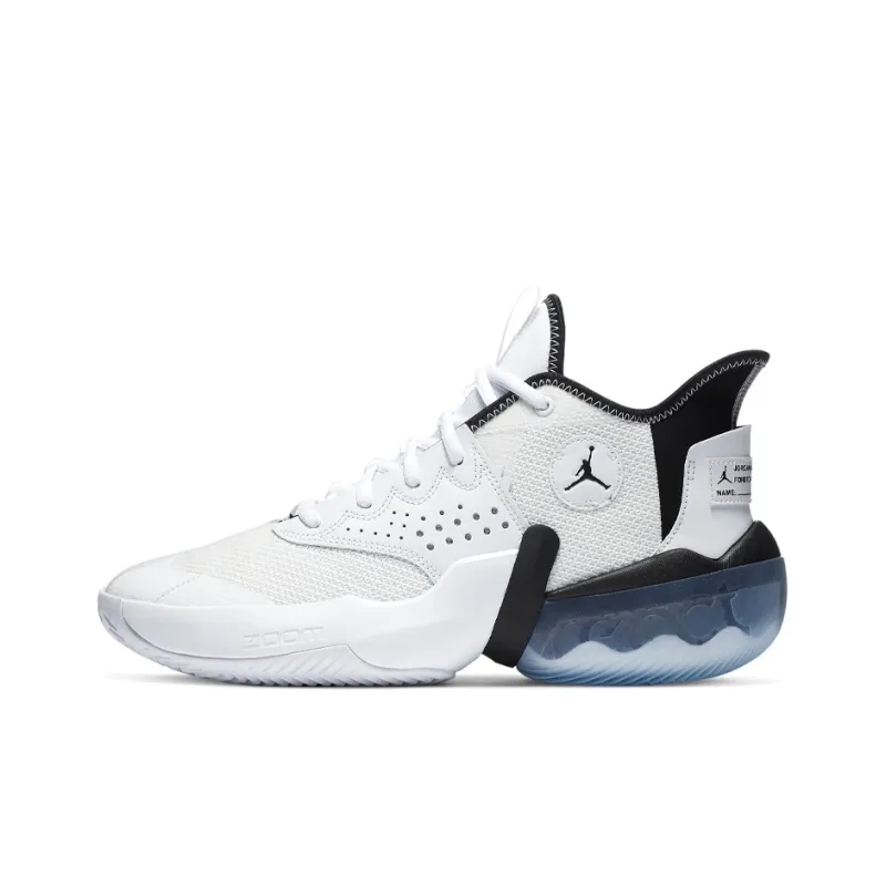 Jordan Jumpman Diamond 2 Mid Cushioned Slip-Resistant Mid-Top Basketball Shoes Unisex White Black Blue-0