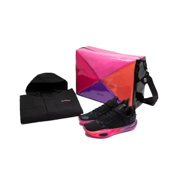 LiNing All City 11 Durable Breathable High Top Basketball Shoes Black Red Sunrise Set