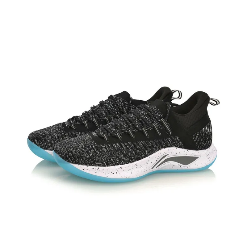 LiNing Speed 5 Cushioned Slip-Resistant Breathable Low-Top Basketball Shoes Men's Black White-2