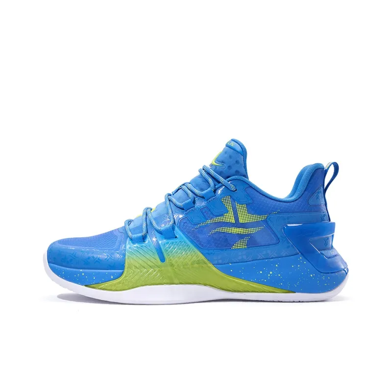XTEP Jeremy Lin 2 Cushioning, Slip Resistant, Abrasion Resistant, Coverage, Support Low Top Basketball Shoes Men's Blue-0