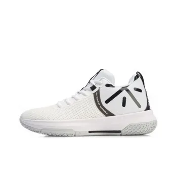 LiNing Non attack Cushioning Anti Slip And Wear Resistant High Top Basketball Shoes White Black