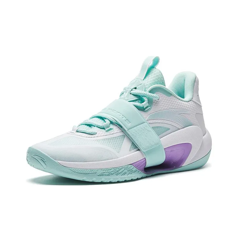 Anta Sanfenyu Lite Anti Slip Wear Resistant Mid Top Basketball Shoes Men's White Green-1