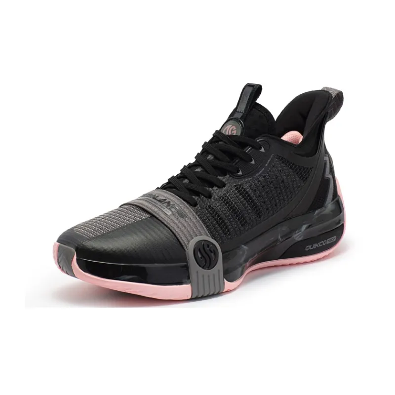361° Chan 3 Pro Meteorite Cushioning Anti-Slip And Wear-Resistant Mid-Top Performance Basketball Shoes Men's Black Pink-2