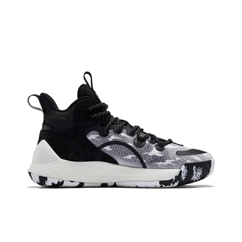 QIAODAN Busters 3Elite Black Warrior Abrasion Resistant Breathable High Top Basketball Shoes Men's Black White-1