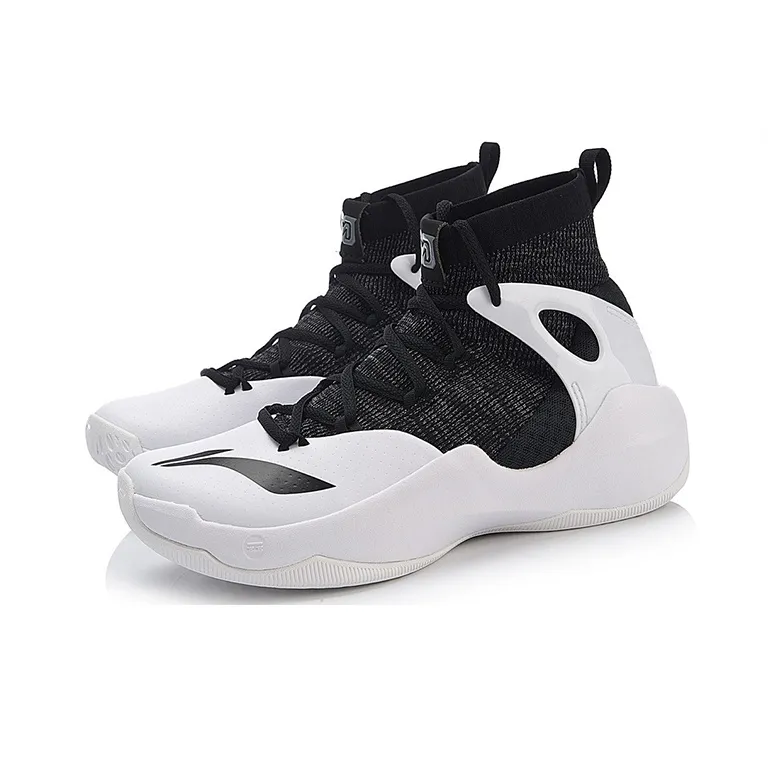 LiNing SONIC 6 V2 Cushioning Anti-Slip And Wear-Resistant High-Top Basketball Shoes Black White-1