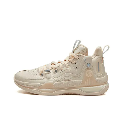 361° AG 1 Anti Slip Wear Resistant Mid Top Basketball Shoes Silver White